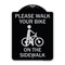 Signmission Pavement Stencil Please Walk Your Bike on Sidewalk Heavy-Gauge Alum Sign, 24" x 18", BS-1824-23338 A-DES-BS-1824-23338 - alternate 1